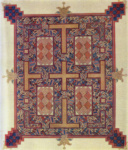 Страница, украшенная крестообразным орнаментом. Линдисфарнское Евангелие