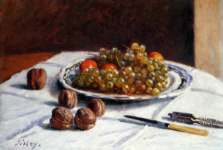 Натюрморт, виноград и орехи