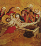 Алтарь св. Фомы, фрагмент правой внутренней створки, сцена внизу. Положение во гроб