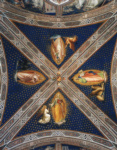 Живопись свода. Четыре Евангелиста и их символы. В западной части свода - Матфей, в северной - Марк, в восточной - Лука, в южной - Иоанн