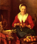 Женщина, чистящая картофель