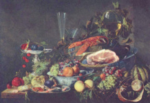 Натюрморт с фруктами и омаром