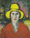 Женщина в желтой шляпке