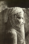 Один из воинов стоящий за троном Дария. Деталь рельефа из сокровищницы в Персеполе