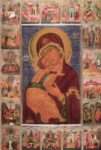 Владимирская Икона Божией Матери с Господскими и Богородничными праздниками в 18-ти клеймах