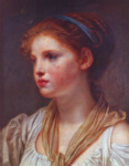 Портрет юной девушки с голубой лентой