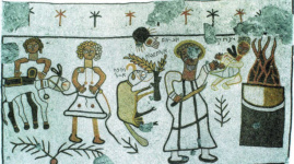 Жертвоприношение Исаака: фрагмент мозаичного пола синагоги в Бейт-Альфа