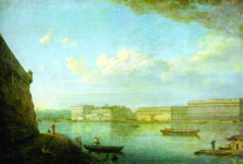 Вид Дворцовой набережной от Петропавловской крепости