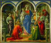 Мадонна с Младенцем в окружении ангелов, со святыми Фредиано и Августином