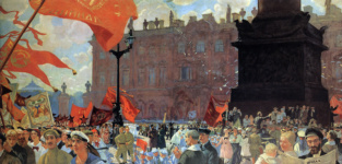 Праздник в честь открытия второго конгресса Коминтерна 19 июля 1920 года. Демонстрация на площади Урицкого