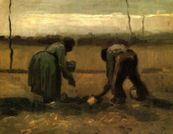 Крестьянин и крестьянка, сажающие картофель