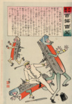 [Японский моряк, сражающийся голыми руками с двумя российскийми линейными кораблями (изображенными с руками, ногами и лицами), и третий корабль, убегающий прочь]