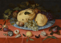 Натюрморт с фруктами, раковинами и тюльпаном