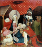 Алтарь св. Фомы, фрагмент внешней стороны правой створки, сцена наверху: Поклонение волхвов