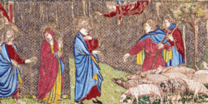 Вышивка со сценами из жизни Девы Марии. Фрагмент