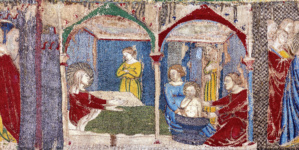 Вышивка со сценами из жизни Девы Марии. Фрагмент