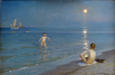 Купание мальчиков в Скагене. Летний вечер