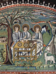 Мозаики хоров из церкви Сан Витале в Равенне. Ветхозаветная Троица и Жертвоприношение Авраама. Фрагмент