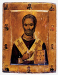 Св. Николай Мирликийский со святыми на полях. Монастырь св. Екатерины на Синае