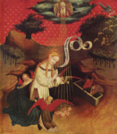 Алтарь св. Фомы, фрагмент левой внешней створки, сцена вверху. Рождество Христово