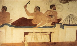 Сцена пира из гробницы в Пестуме