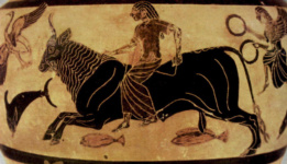 Европа на быке. Роспись ионийской гидрии, из Черветри. Деталь
