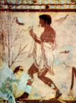 Флейтист. Деталь росписи гробницы Триклиния