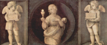 Алтарь Бальони. Пределла с изображениями кардинальных добродетелей. Надежда (Spes) и два ангела