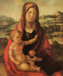 Мария с Младенцем на фоне пейзажа