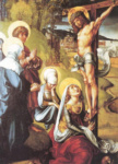 Семь скорбей Марии, центральная часть,  Христос на кресте