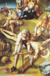 Семь скорбей Марии, центральная часть,  Прибивание Христа к кресту