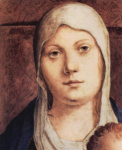 Мадонна на троне, фрагмент, Pala di San Cassiano, Венеция. Деталь: голова Мадонны
