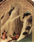 Триптих блаженного св. Августина Новелла, правая доска, сцена вверху. Августин спасает упавшего с коня всадника