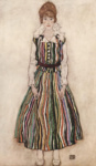 Портрет Эдит Шиле в полосатом платье