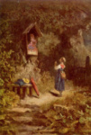Крестьянская девочка, молящаяся в лесу
