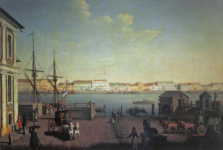 Вид Английской набережной в Петербурге со стороны Васильевского острова