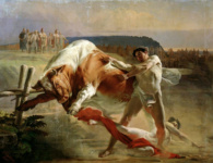 Ян Усмовец, удерживающий быка