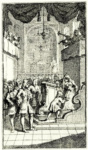 Иллюстрация к «Новым метаморфозам» Чарльза Гилдона. Развращенный священник и знать празднуют День святой Терезии в итальянской церкви
