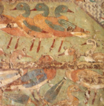 Фрагмент восточной стены гробницы Хнумхотепа II (BH 3), ловля птиц сетью (деталь)