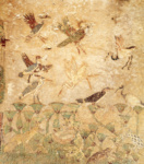 Фрагмент восточной стены гробницы Хнумхотепа II (BH 3), птицы в зарослях папируса