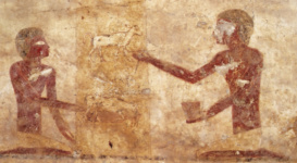 Фрагмент северной стены гробницы Бакета III (BH 15), живописная мастерская