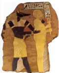 Аппликация чехла мумии с изображением Анубиса и умершего