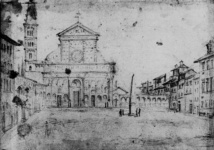 Вид площади и церкви Санта Мария Новелла во Флоренции