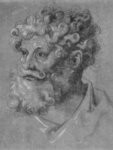 Голова апостола с курчавыми волосами и бородой