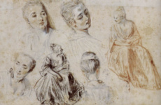 Четыре этюда женской головы и два - сидящей дамы