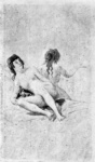 Две нагие молодые женщины на постели