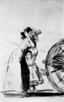 Санлукарский альбом [15]: Плачущая молодая женщина с ребенком позади дорожного экипажа