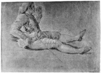 Сидящий и курящий мачо