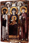 Богоматерь с ангелами и святыми Феодором и Георгием