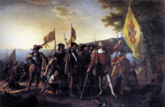 Колумб высаживается в Уанахани, 1492